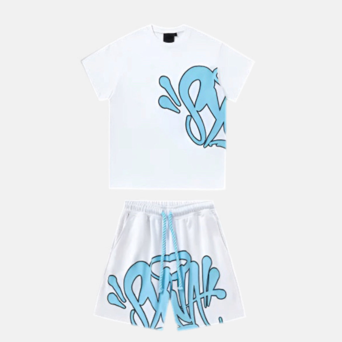 Syna T-shirt & Shorts Logo Set - Blue & White