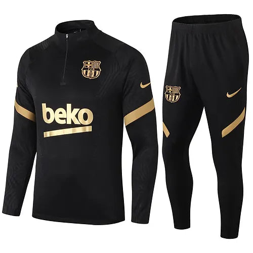 Barcelona Quarter Zip Tracksuit - Black & Gold