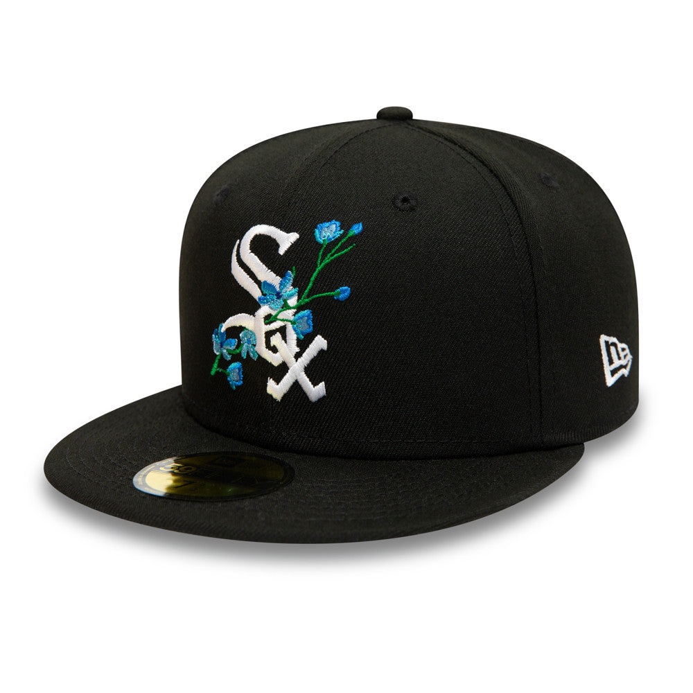 Chicago White Sox Side Patch Bloom Black 59FIFTY Fitted Cap