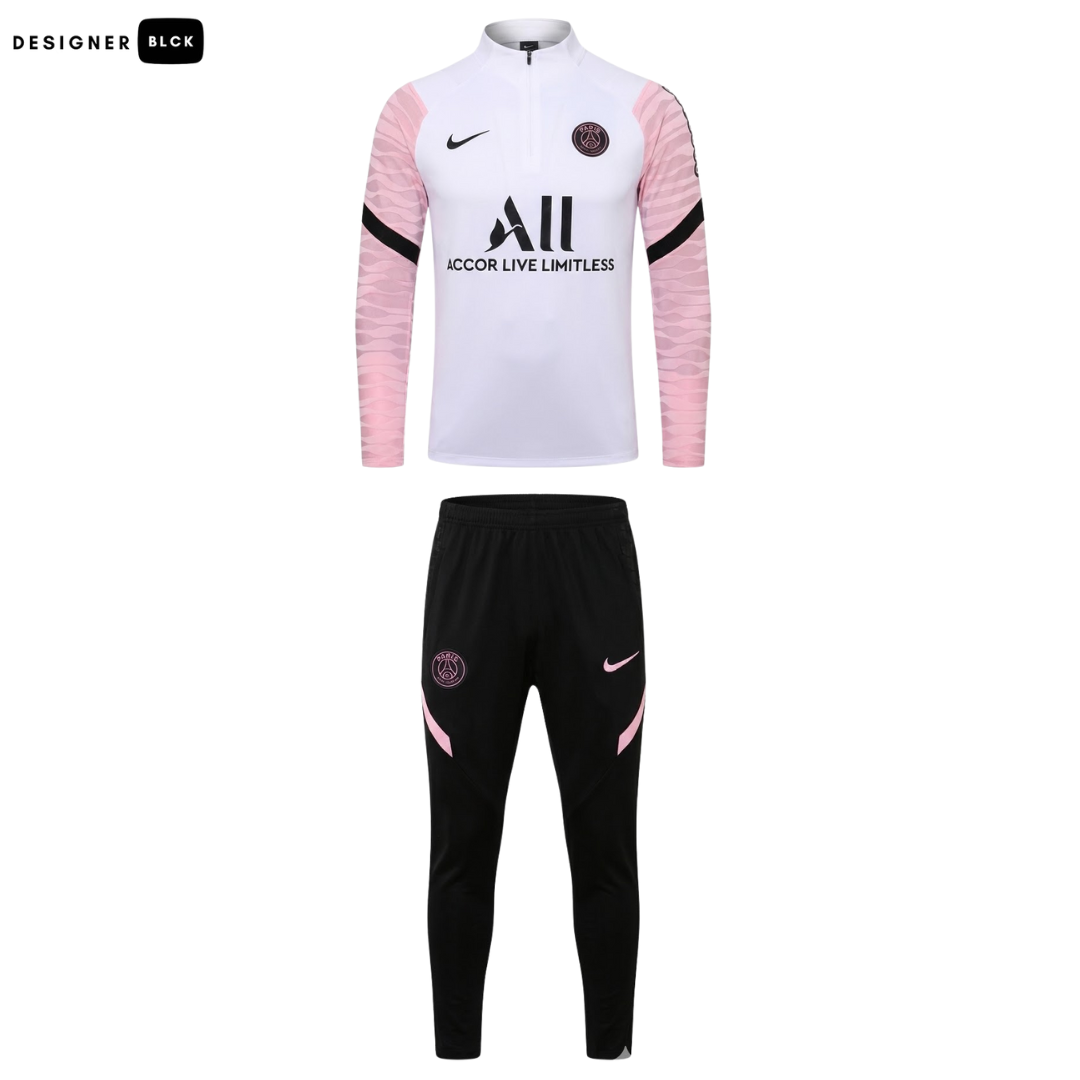 PSG White And Pink 1/4 Zip Tracksuit
